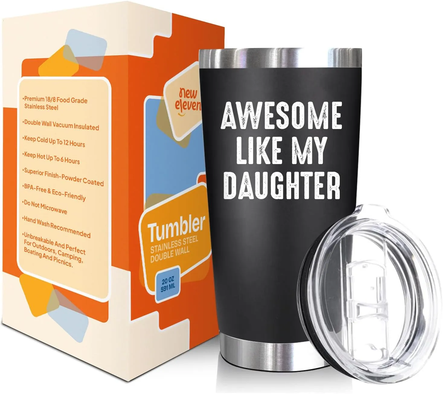 NewEleven Fathers Day Gift For Dad - Cool Dad Gifts From Daughter - Unique Birthday Present Ideas For Father, Husband, Bonus Papa, Step Father, New Papa From Daughter - 20 Oz Tumbler