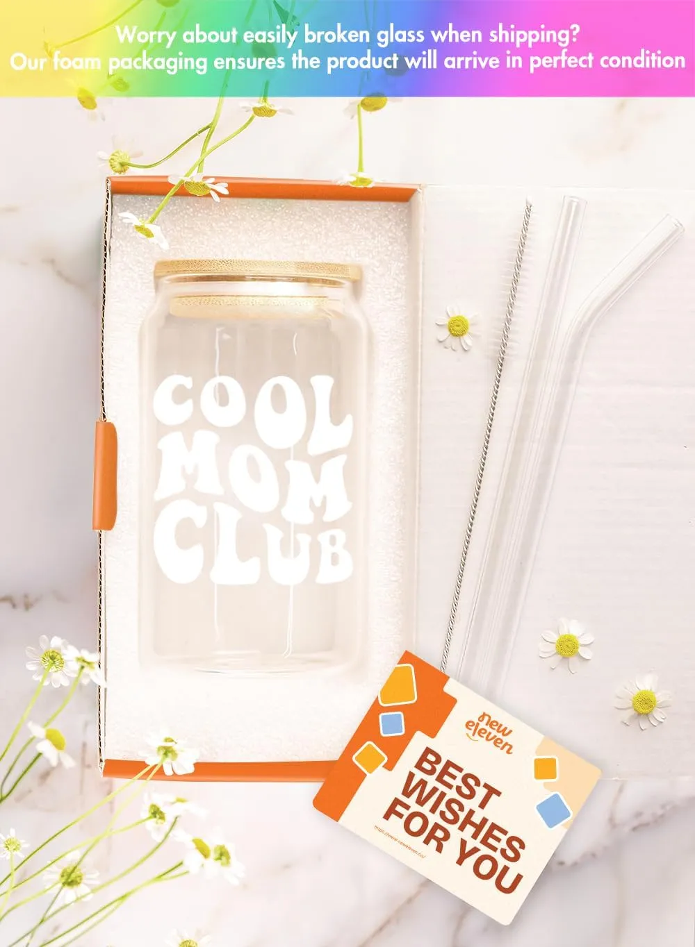 NewEleven Mothers Day Gifts For Mom - Birthday Gifts For Mom From Kids – Unique Birthday Present Ideas For Mother, New Mom, Mom To Be, Wife From Daughter, Son, Husband - 16 Oz Coffee Glass