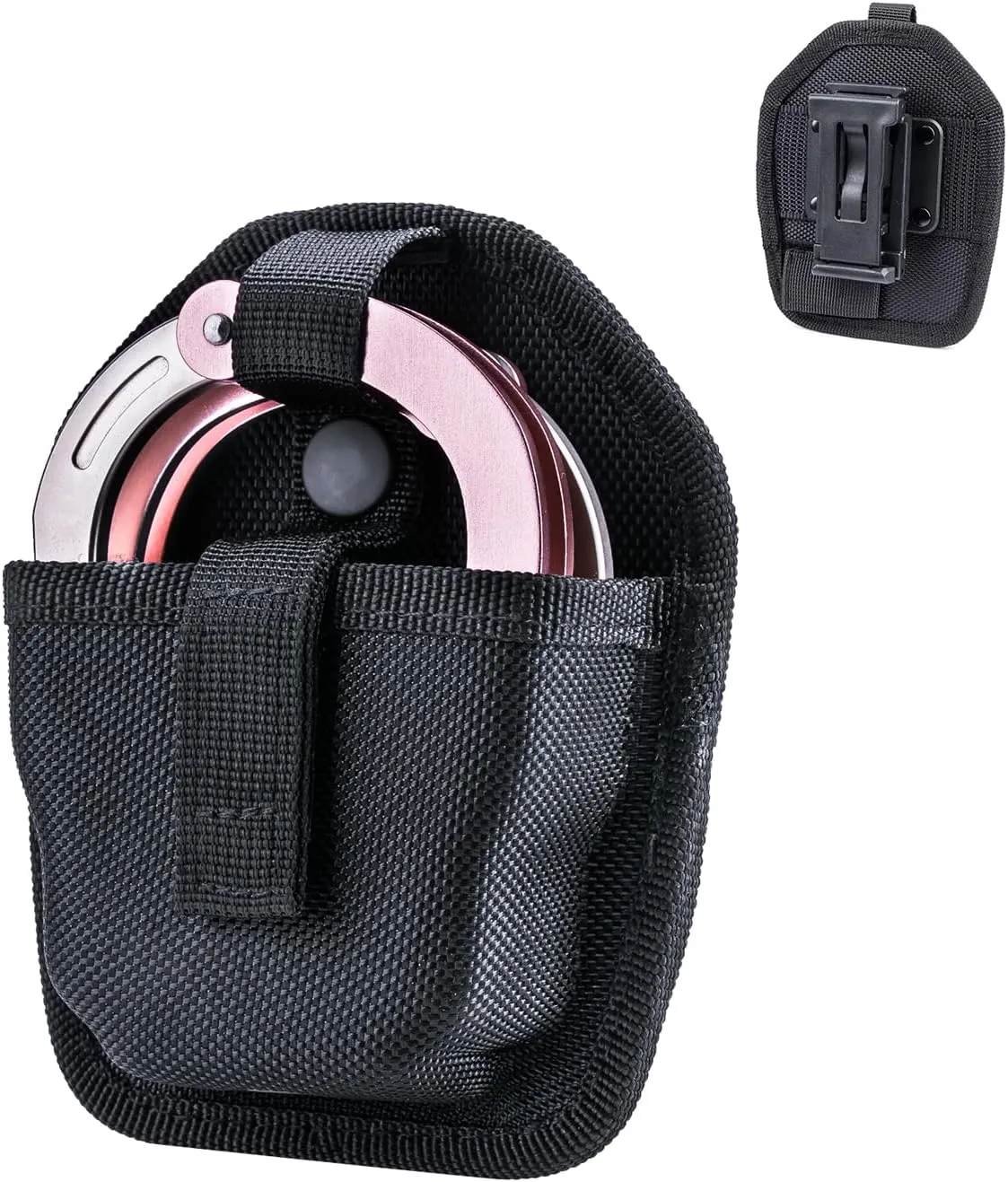 NEXTORCH Tactical Handcuff Pouch Holster Heavy Duty Nylon Case with Belt Clip for Chain Handcuffs, Hinged Handcuff and Folding Rigid Hand Cuffs Holster Belt Clamp V22