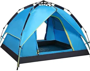 NIEH Camping Tent Double Layer Pop Up Tents for 3 to 4 Person | Waterproof Camping Dome Tent with 2 Doors Ventilated Mesh Window, for Hiking Camping