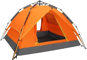 NIEH Camping Tent Double Layer Pop Up Tents for 3 to 4 Person | Waterproof Camping Dome Tent with 2 Doors Ventilated Mesh Window, for Hiking Camping