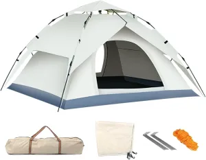 Night Cat Camping Tents Instant Camping Tent, 2/3/4 Person Family Automatic Pop Up Dome Outdoor Tent With 2 Windows And 2 Doors Tent Waterproof Windproof For Camping Travel Hiking Backpacking