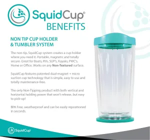 Non Tip Boat Cup Holder & Tumbler System, Portable, Double Wall Insulated, Magnetic & Suction for SUP's, Kayaks, RVs, ATV, Garage and More