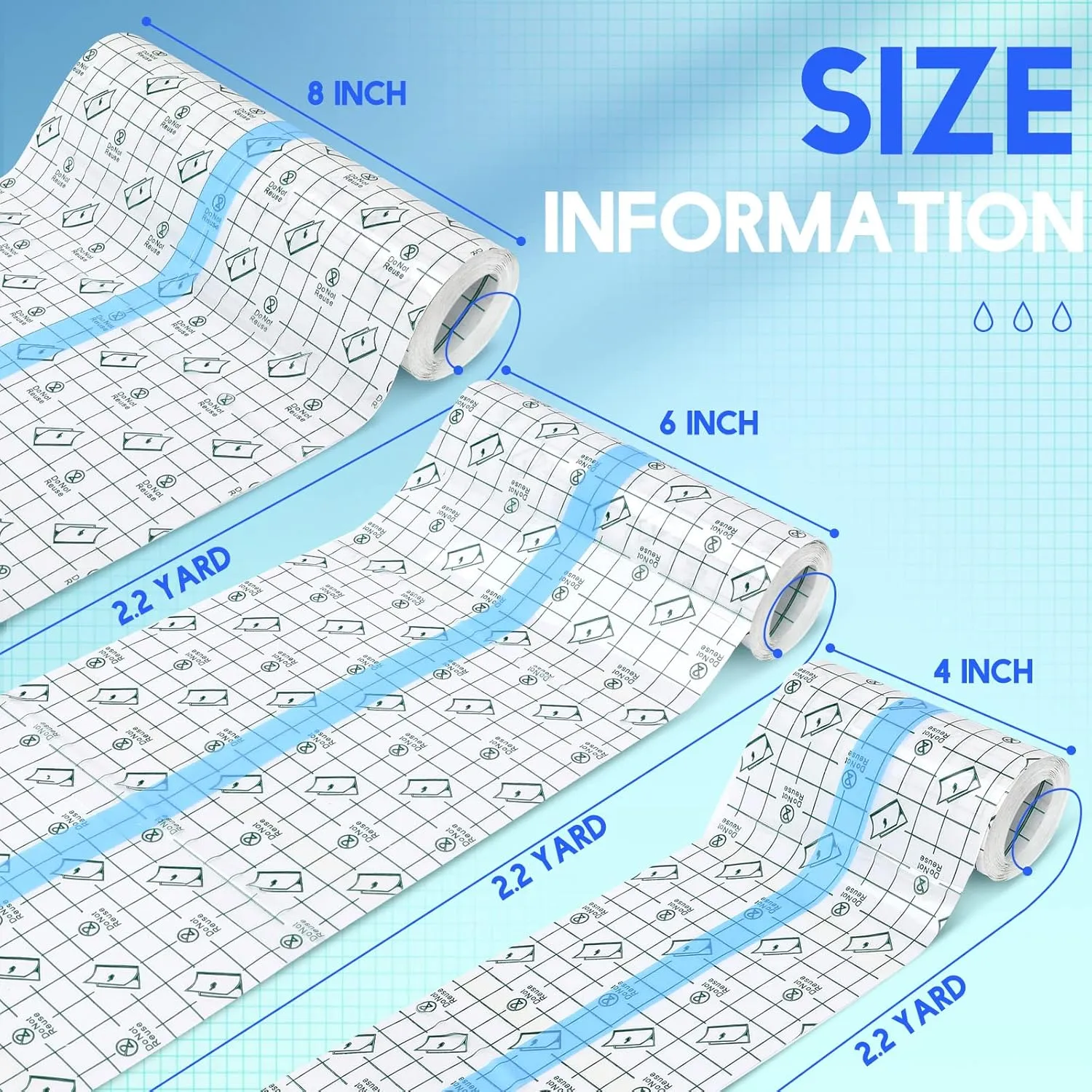 Nuanchu 9 Rolls Tattoo Aftercare Bandage Waterproof Transparent Stretch Adhesive Bandages Tape Clear Tattoo Film Wrap for Swimming, 3 Sizes(4 Inch, 6 Inch, 8 Inch Wide)