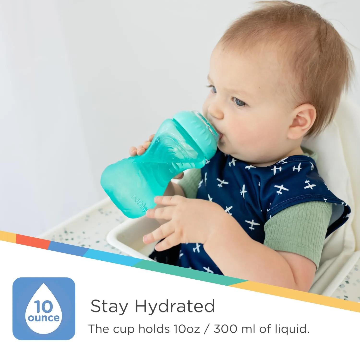 Nuby 3 Pack No Spill Toddler Sippy Cups - Toddler Cups Spill Proof with Easy and Firm Grip - Aqua, Coral, Yellow
