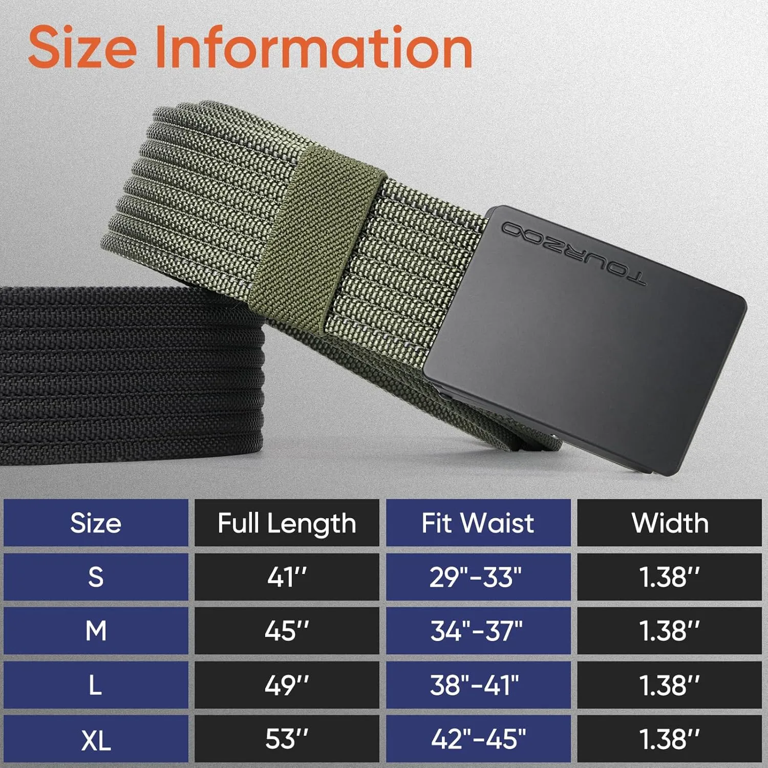 Nylon Military Tactical Belts for Men 1.5" No Holes Adjustable Webbing Canvas Belt for Hiking, Casual & Outdoor