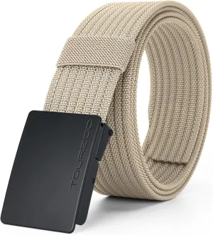 Nylon Military Tactical Belts for Men 1.5" No Holes Adjustable Webbing Canvas Belt for Hiking, Casual & Outdoor
