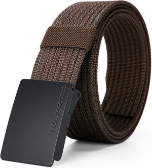 Nylon Military Tactical Belts for Men 1.5" No Holes Adjustable Webbing Canvas Belt for Hiking, Casual & Outdoor