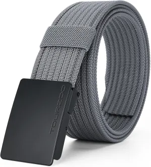 Nylon Military Tactical Belts for Men 1.5" No Holes Adjustable Webbing Canvas Belt for Hiking, Casual & Outdoor