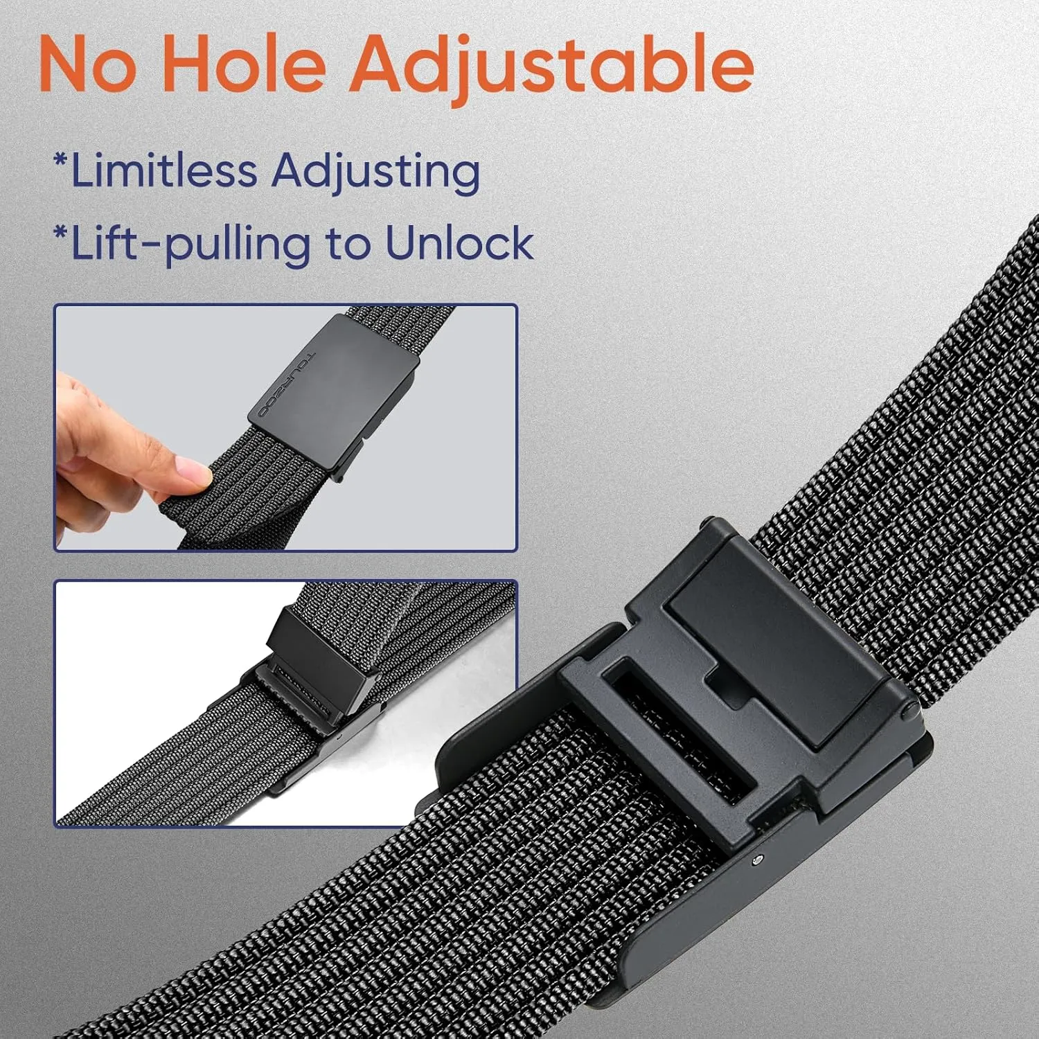 Nylon Military Tactical Belts for Men 1.5" No Holes Adjustable Webbing Canvas Belt for Hiking, Casual & Outdoor