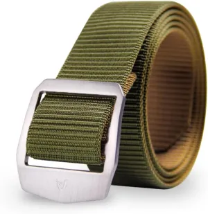 Nylon Tactical Military Men's Belt - Adjustable Titanium Buckle, Green, 41.34-53.15 inches