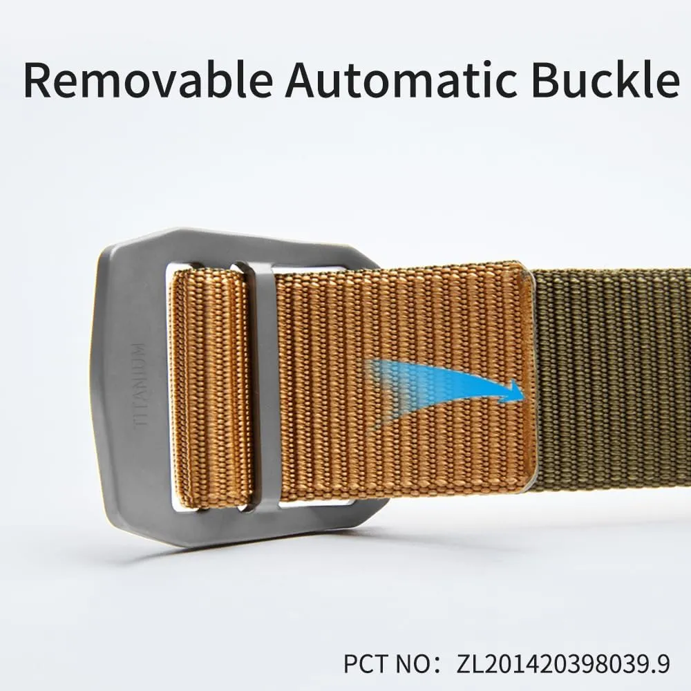 Nylon Tactical Military Men's Belt - Adjustable Titanium Buckle, Green, 41.34-53.15 inches