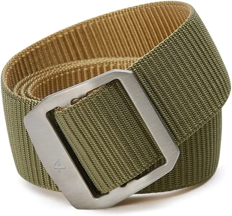 Nylon Tactical Military Men's Belt - Adjustable Titanium Buckle, Green, 41.34-53.15 inches