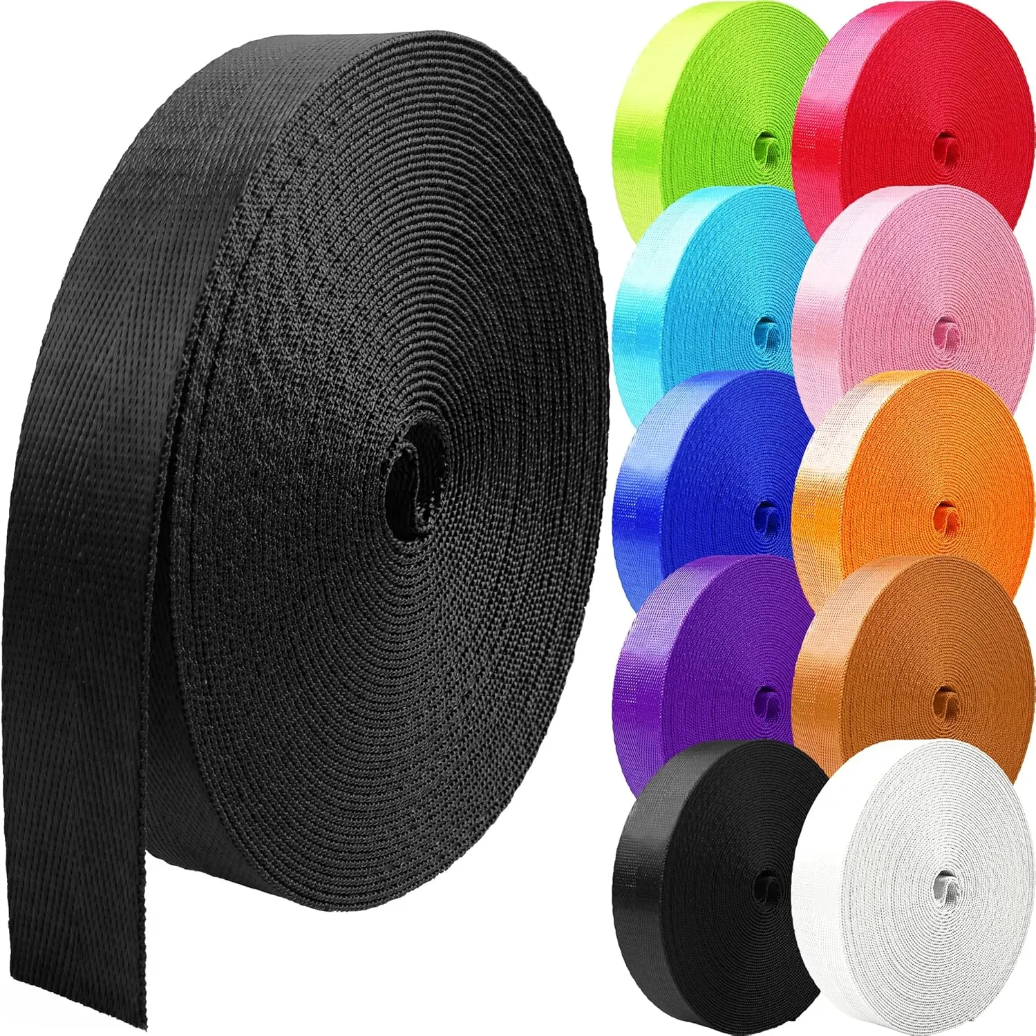 Nylon Webbing 1 inch 1.5 inch 2 inch Webbing Nylon Strap Backpack Straps Belt, 10 25 50 3.3 Yards Webbing
