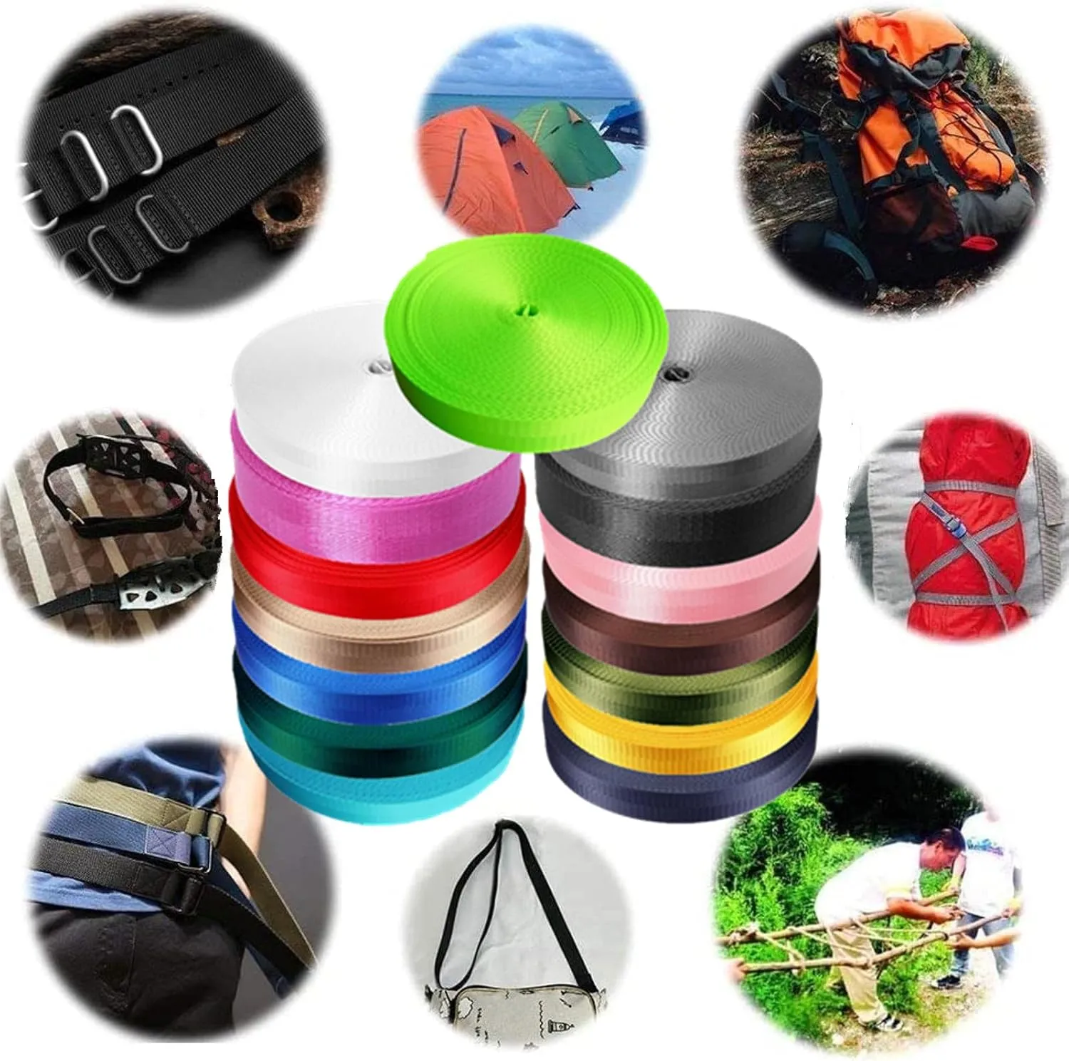 Nylon Webbing 1 inch 1.5 inch Webbing Straps for Bags, Backpack, Belt, Crafting DIY, Repairing, 10 Yards