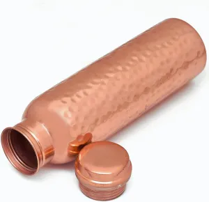 NZM 34oz Pure Copper Water Bottle for Drinking – Leak Proof Lid – 1000 mL Ayurvedic Hammered Copper Water Bottle