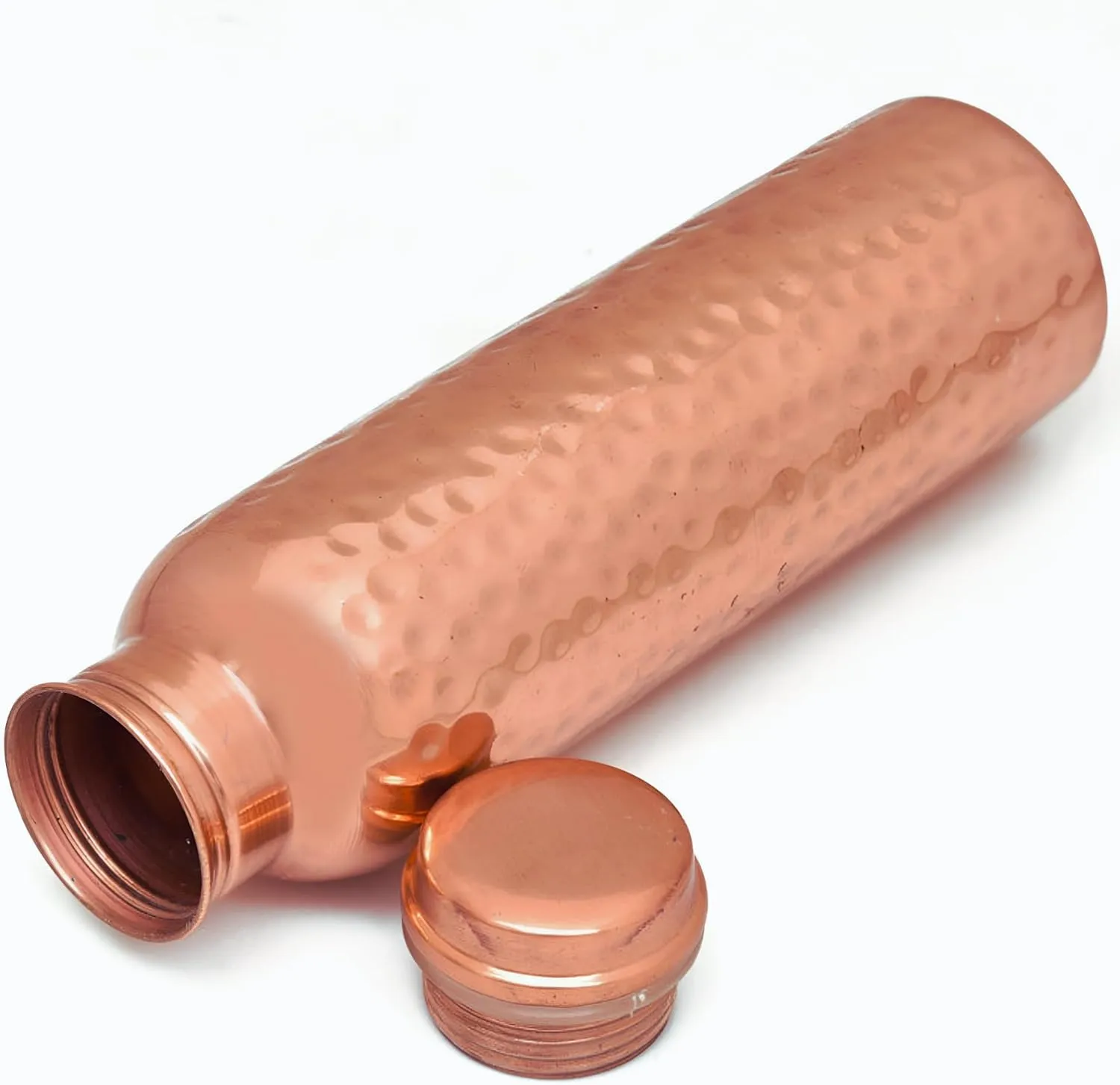 NZM 34oz Pure Copper Water Bottle for Drinking – Leak Proof Lid – 1000 mL Ayurvedic Hammered Copper Water Bottle