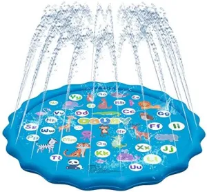 OBUBY Sprinkler & Splash Play Mat for Kids, Splash Pad for Wading and Learning, 60" Children Outdoor Water Sprinkler Toys –from A to Z Outdoor Swimming Pool for Babies Toddlers and Boys Girls