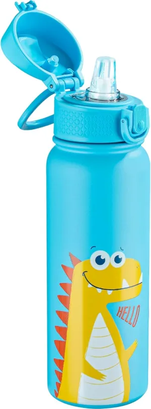 OLDLEY 20 Oz Insulated Stainless Steel Water Bottle For Kids, With Straws Leak-proof, Kids Water Bottles For School Boys Girls,Dinosaur