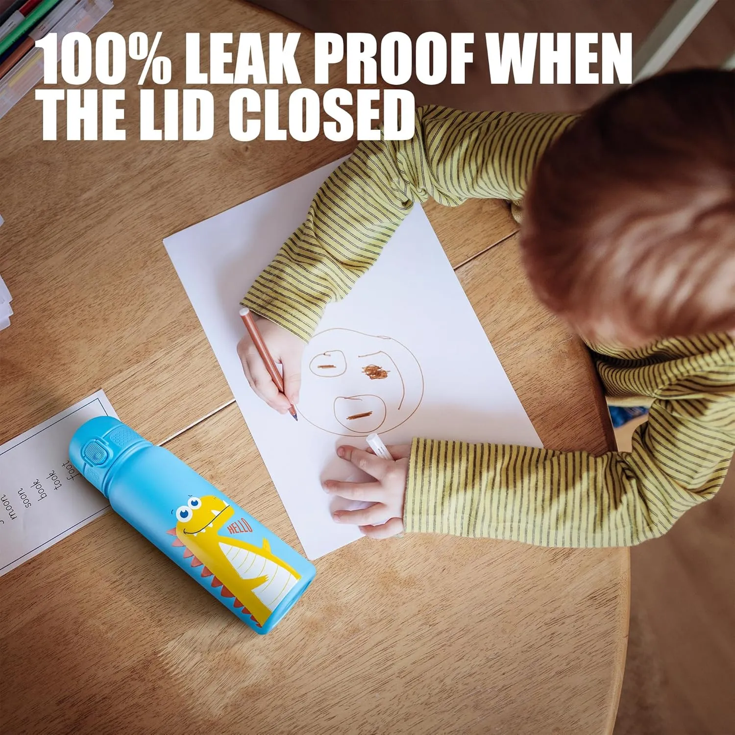 OLDLEY 20 Oz Insulated Stainless Steel Water Bottle For Kids, With Straws Leak-proof, Kids Water Bottles For School Boys Girls,Dinosaur