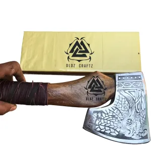 [OLDZ CRAFTZ] Axes Viking Axe Hatchet Norse Axe Best Tomahawk Viking Bearded Axe- Beautiful Camping Axe Best Gift for Him with Leather Sheath AX-00989