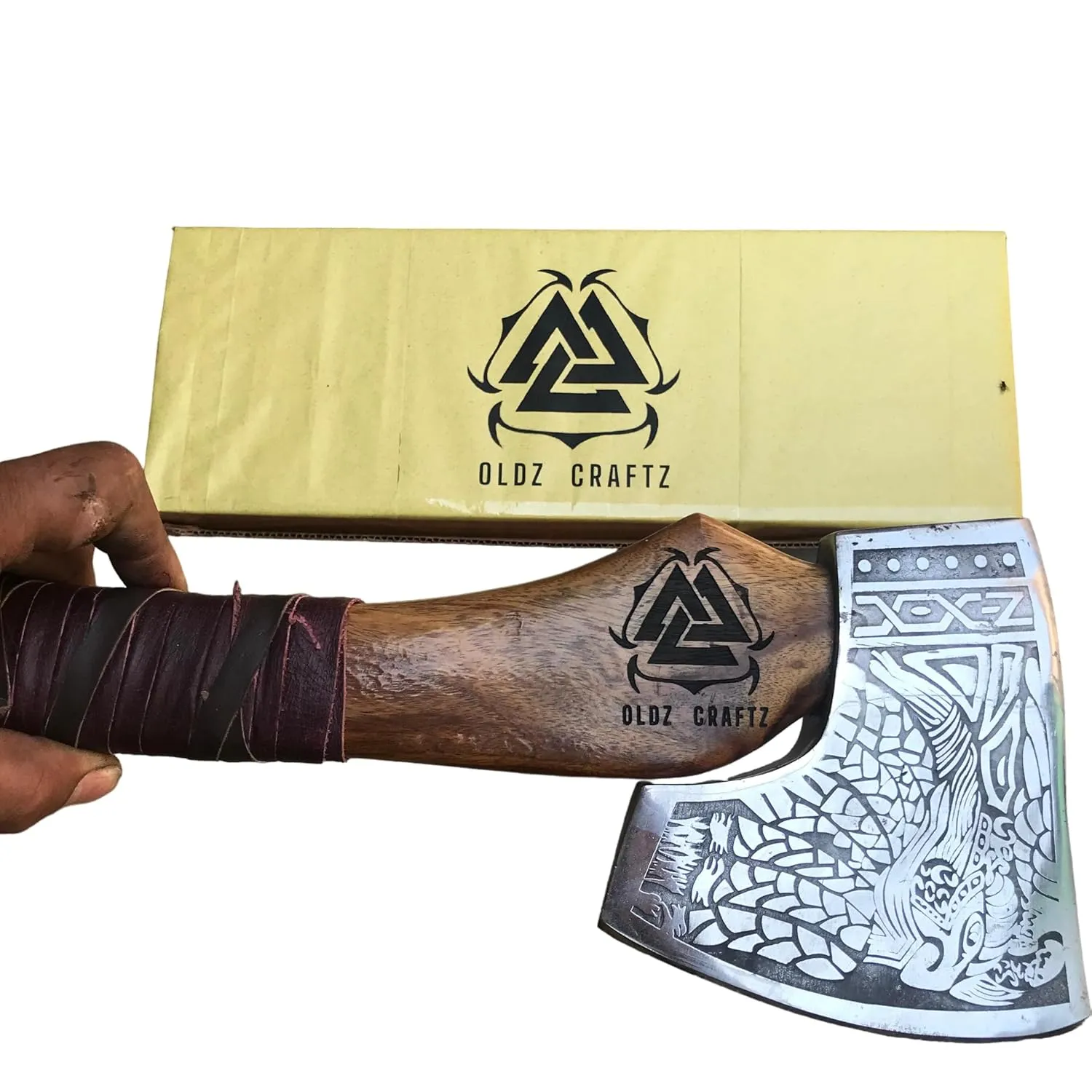 [OLDZ CRAFTZ] Axes Viking Axe Hatchet Norse Axe Best Tomahawk Viking Bearded Axe- Beautiful Camping Axe Best Gift for Him with Leather Sheath AX-00989