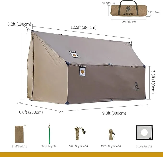 OneTigris TEGIMEN Hammock Hot Tent with Stove Jack, Spacious Versatile Wall Tent with Snow Skirt, 3000mm Waterproof with Zippered Tent Bag