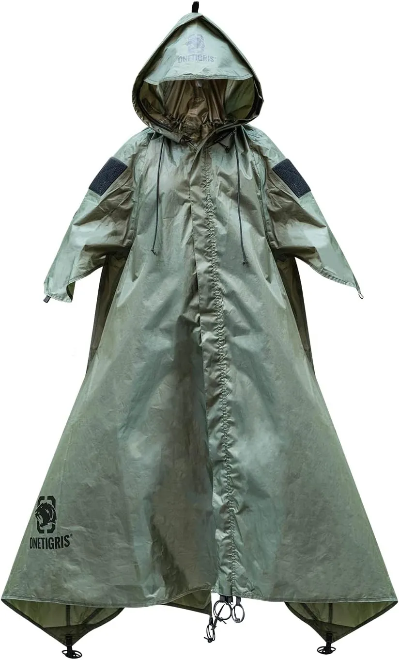 OneTigris TENTSFORMER Raincoat, Bushcraft Poncho Tent, Multiuse Waterproof Rain Cover for Men Women Adults