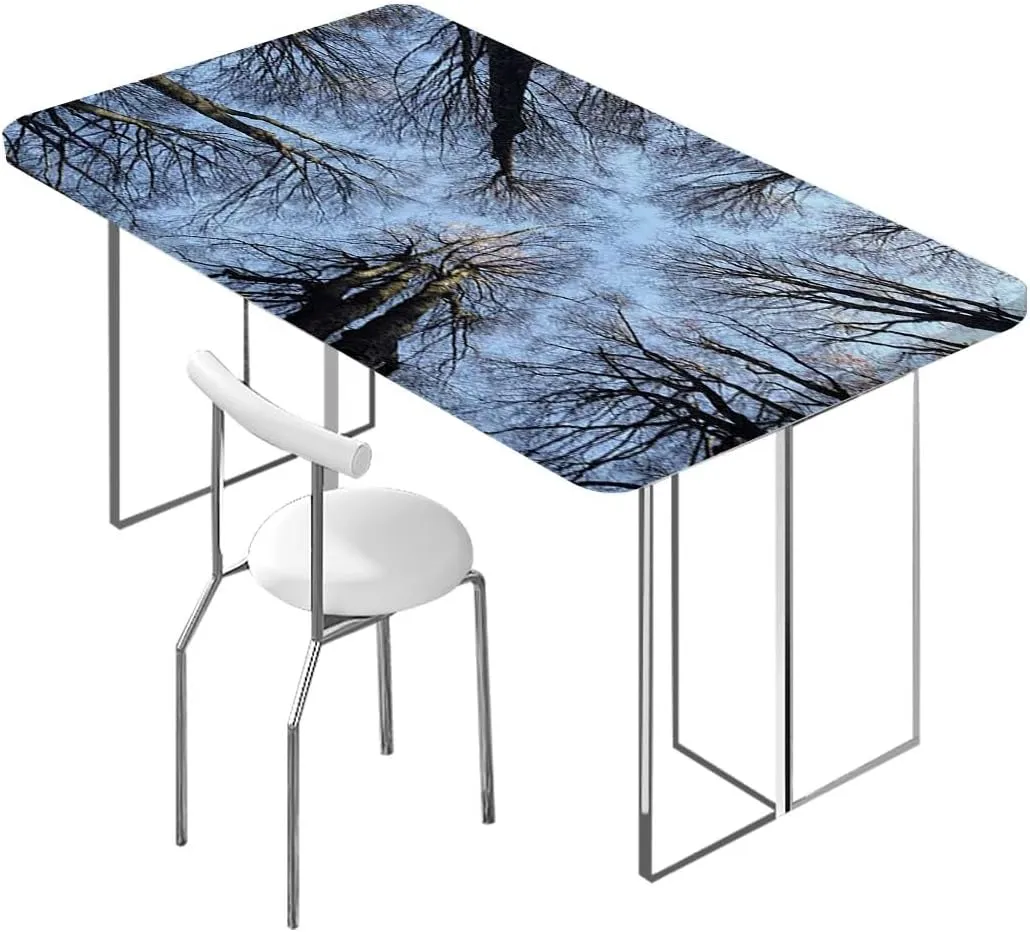 OOzie Blue Brown Rectangle Tables Decor Branches to Sky with Clouds Wide Pastoral Tablecloth ?Suitable for Camping Party and Picnic Forest Fits up 5 Foot Tables