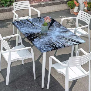 OOzie Blue Brown Rectangle Tables Decor Branches to Sky with Clouds Wide Pastoral Tablecloth ?Suitable for Camping Party and Picnic Forest Fits up 5 Foot Tables