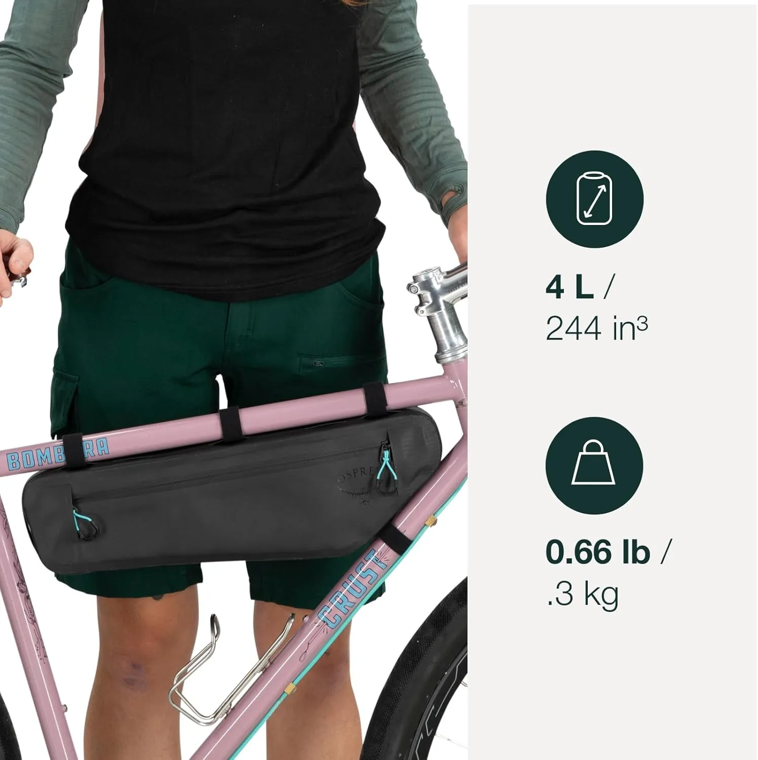 Osprey Escapist Unisex Biking Frame Bag, Black, Large