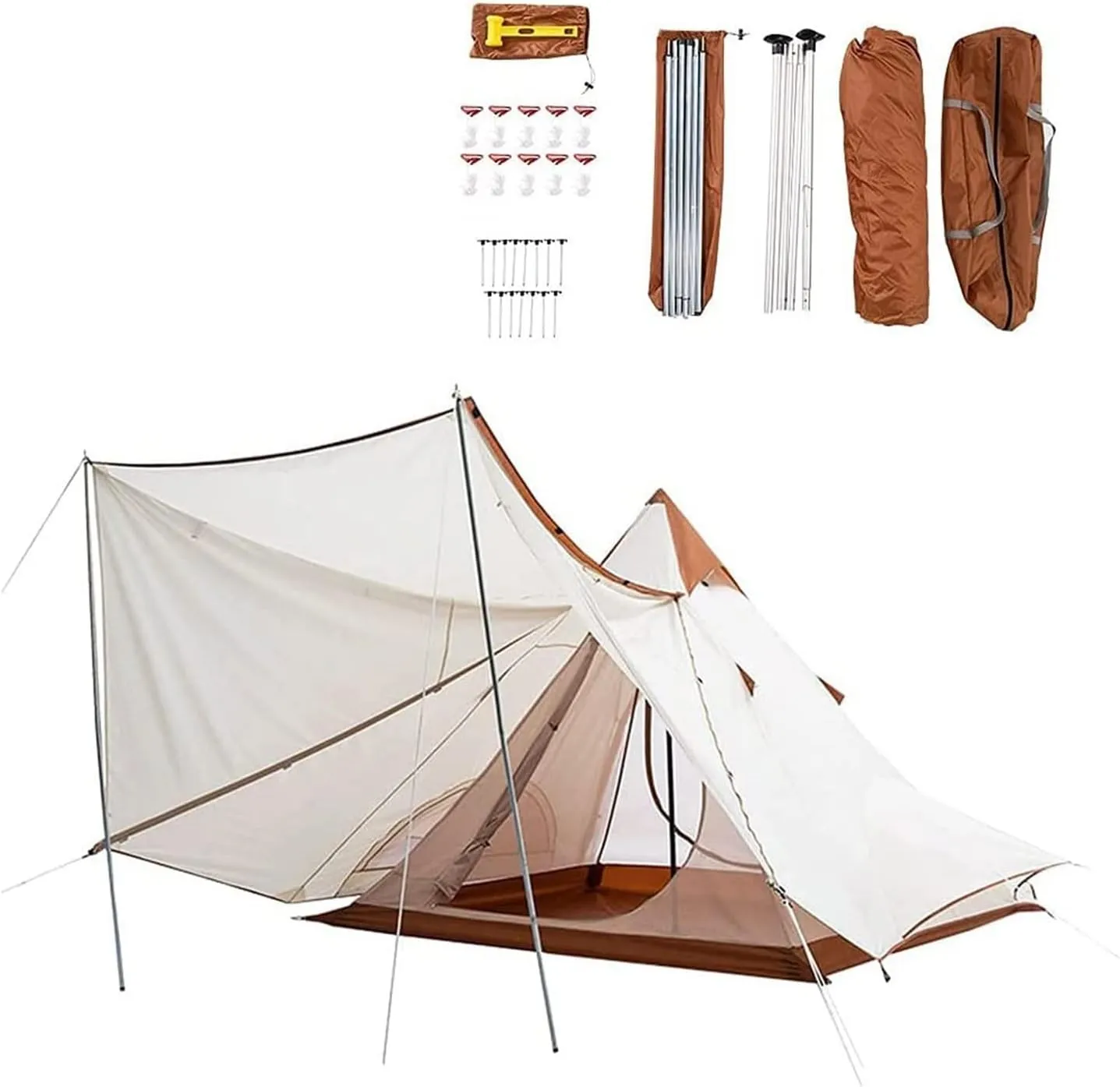 Outdoor Camping Pyramid Tent Double Layers Indian Beach Tent Rainproof Sun Protection Casual Picnic Camping Mongolian Yurt Tent Hiking Shelter (Color : A) (C)