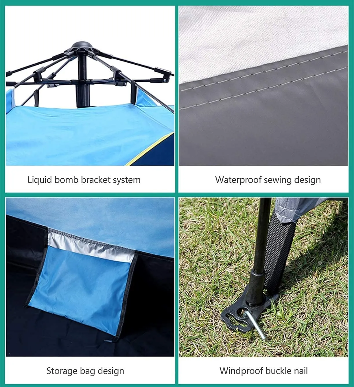 Outdoor Camping Tent Family Waterproof Camping Tents Easy Setup with Moisture-Proof pad Tent Sun Shade 2/3／4 Person