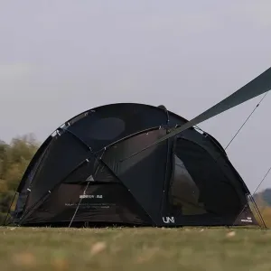 Outdoor Hemispherical Tent, Portable Folding Luxury Camping Tent, Rainproof & Tear-Resistant for 3-4 People (345x305x162cm, Black)