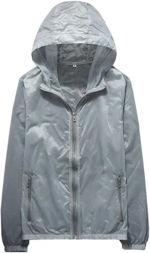 Outdoor Hooded UV Sun Protection Lightweight Jacket Water Resistant Beach Coat
