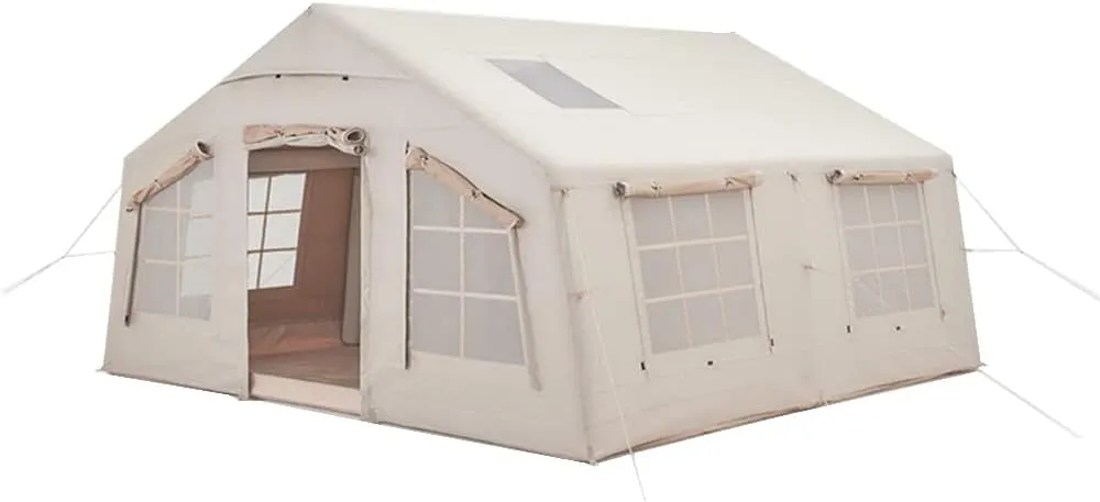 Outdoor Inflatable Camping Tent with Air Pump, 13 Square Meters Luxury Camping Tent, Easy-to-Set-up 4-Season House for Fishing, Camping and Hiking