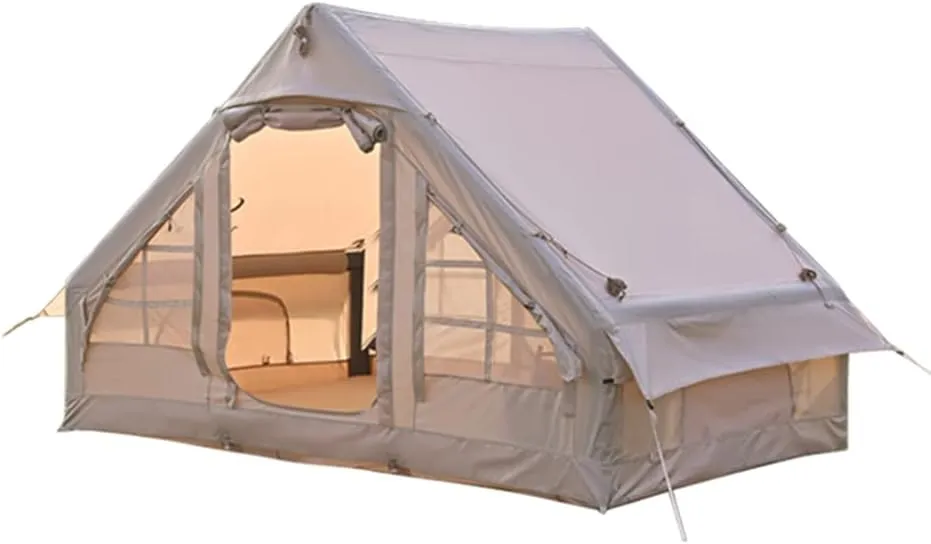 Outdoor Inflatable Camping Tent with Pump,3-4 Person Glamping Tents,Easy Setup 4 Season Waterproof Windproof House for Fishing,Camping Hiking