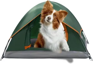 Outdoor Waterproof Pet Camping Tent, Cave Bed for Indoor Cats and Small Dogs, Portable Cat House Dog House, 39.3x39.3x23.6'', Green, L.