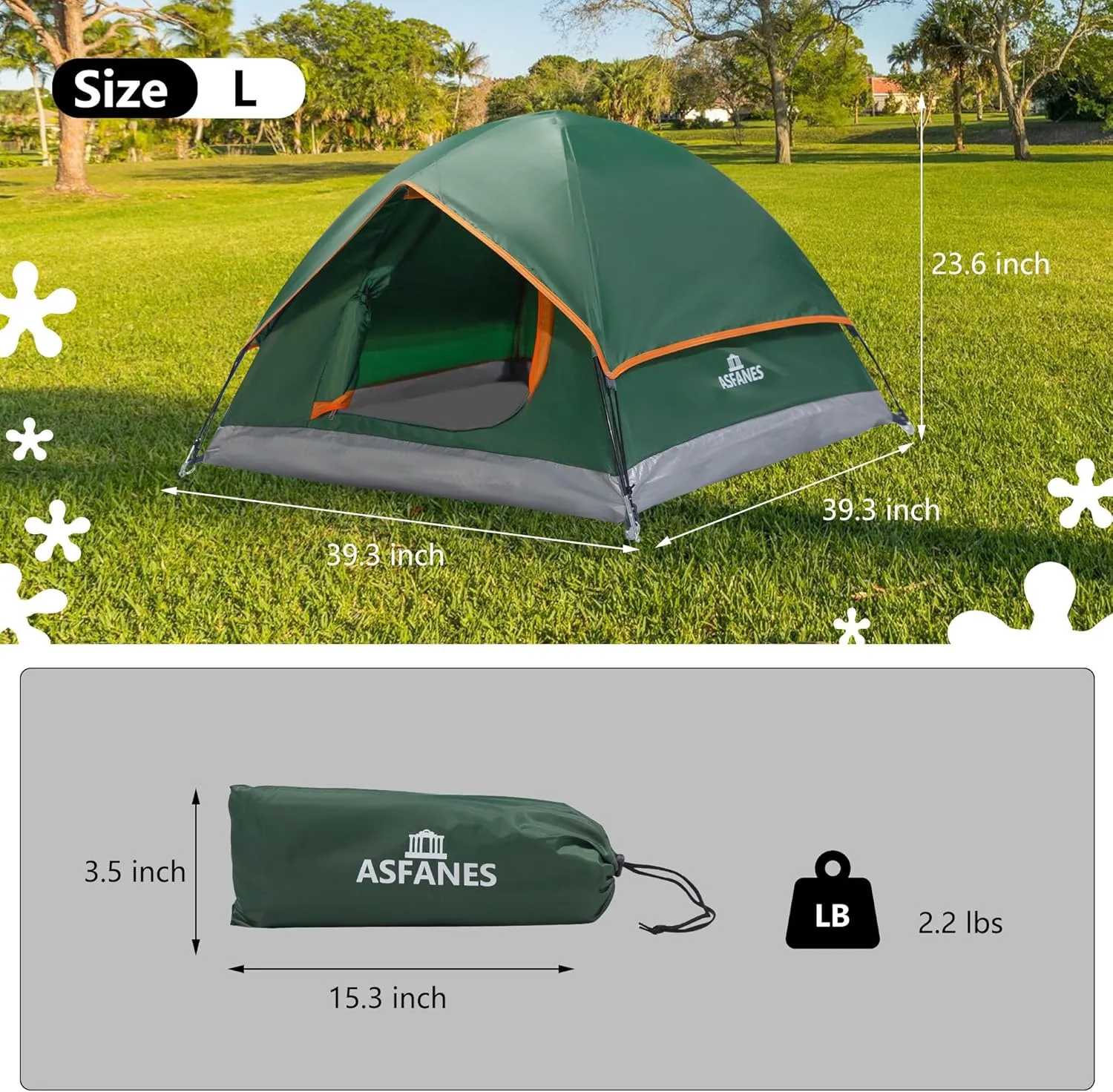 Outdoor Waterproof Pet Camping Tent, Cave Bed for Indoor Cats and Small Dogs, Portable Cat House Dog House, 39.3x39.3x23.6'', Green, L.