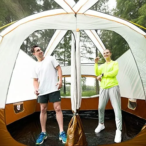 Outdoor Yurt Tent 5-8 Person Large Family Camping Tents for Festival, Hiking with Living Room and Separate Rooms 4 Season Tents Big Family Shelter Waterproof Tent (Orange 380 * 260 * 1