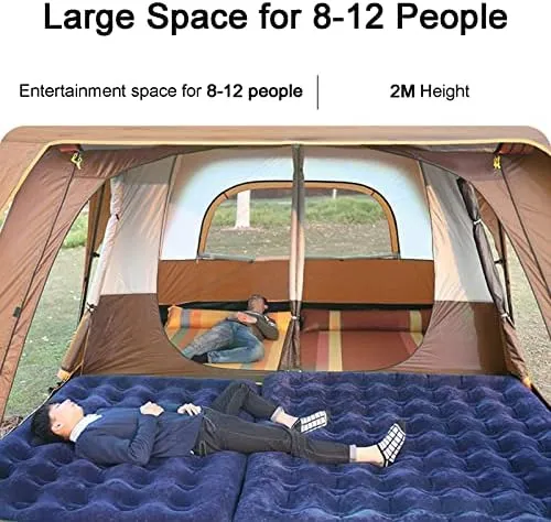 Outdoor Yurt Tent 5-8 Person Large Family Camping Tents for Festival, Hiking with Living Room and Separate Rooms 4 Season Tents Big Family Shelter Waterproof Tent (Orange 380 * 260 * 1