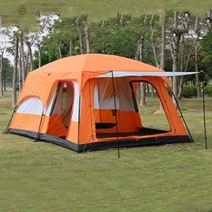 Outdoor Yurt Tent 5-8 Person Large Family Camping Tents for Festival, Hiking with Living Room and Separate Rooms 4 Season Tents Big Family Shelter Waterproof Tent (Orange 380 * 260 * 1