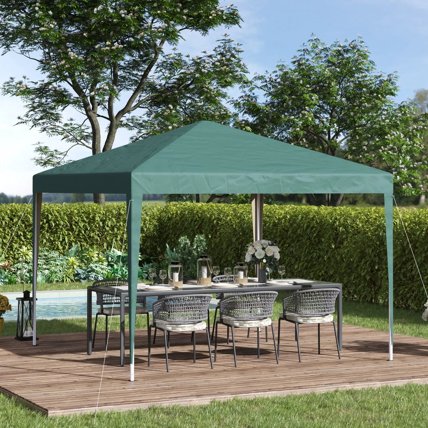 Outsunny 10x10ft Folding Pop Up Tent Outdoor Gazebo Canopy With Carrying Bag, Green|Outsunny 10x10ft Tente Escamotable Pliante D'exterieur Avec Auvent De Gazebo Avec Sac De Transport,