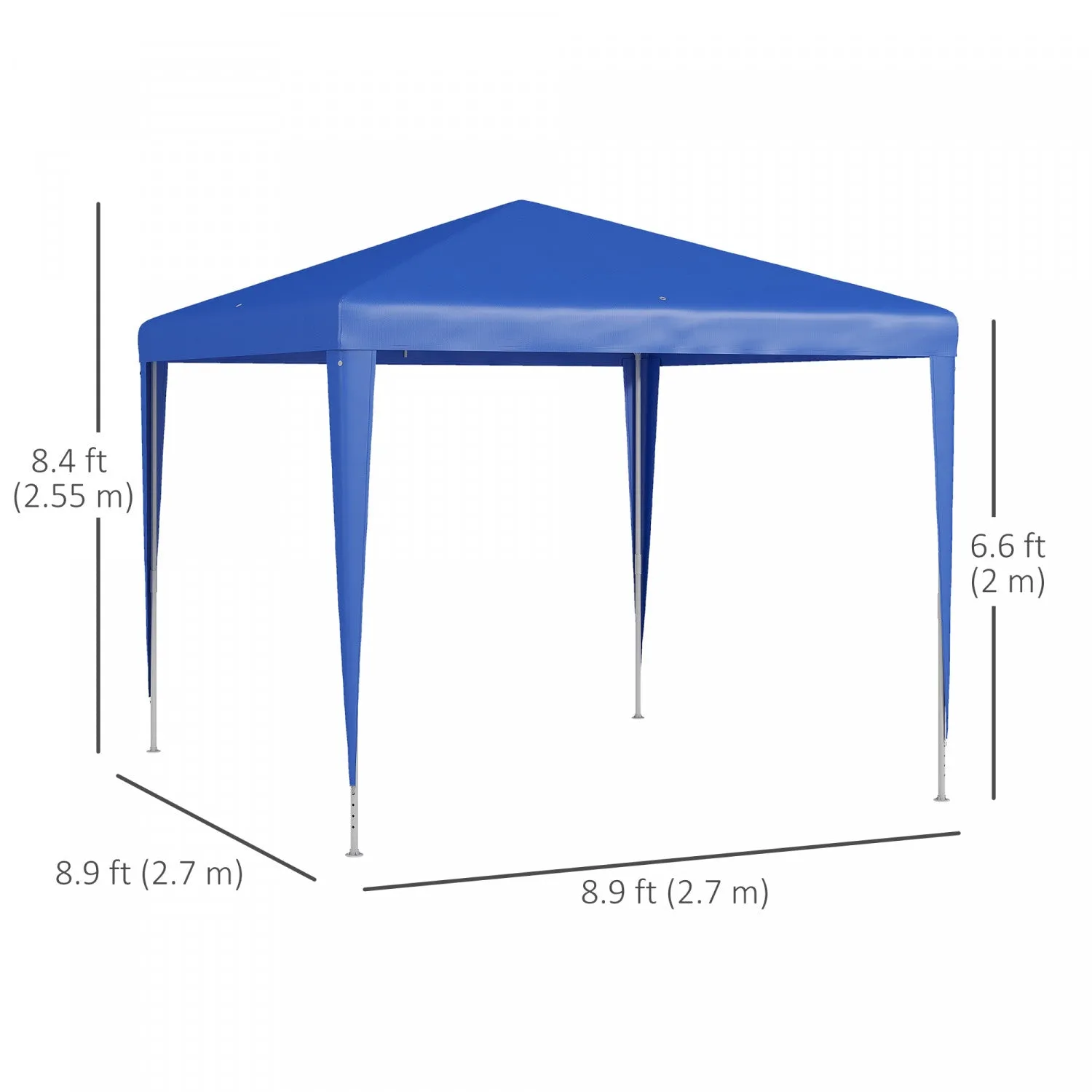Outsunny 9' X 9' Party Tent Portable Gazebo Canopy For Weddings Parties Outdoor Sunshade With Dresse|Outsunny Tonnelle De Tente De Fete Portable 9' X 9' Avec Pieds, Bleu