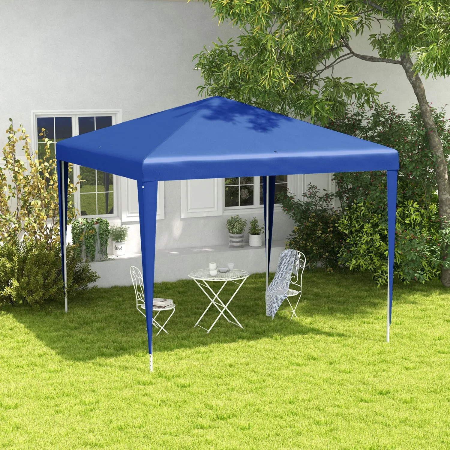 Outsunny 9' X 9' Party Tent Portable Gazebo Canopy For Weddings Parties Outdoor Sunshade With Dresse|Outsunny Tonnelle De Tente De Fete Portable 9' X 9' Avec Pieds, Bleu