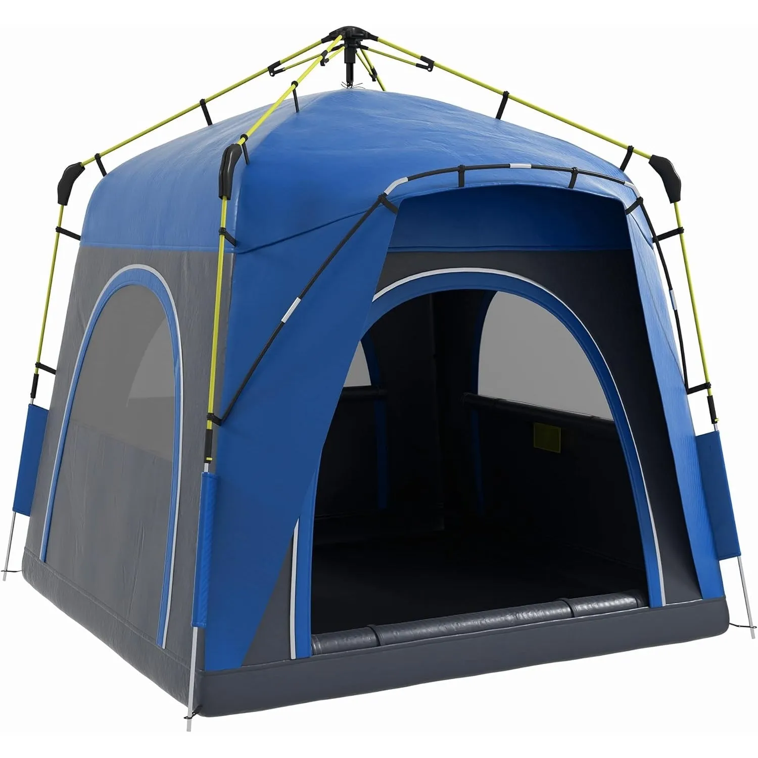 Outsunny Camping Tents 4 Person Pop Up Tent Quick Setup Automatic Hydraulic Family Travel Tent w/Windows, Doors Carry Bag Included