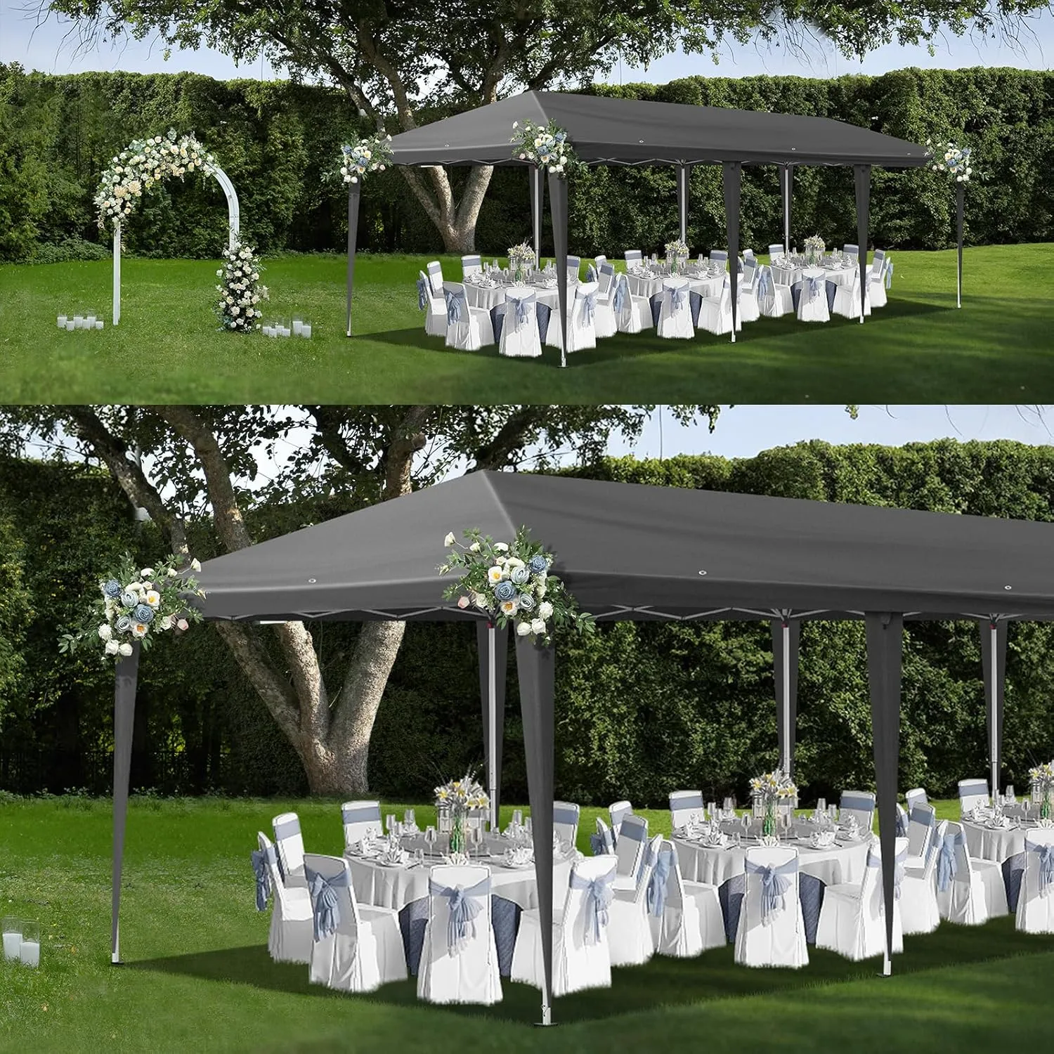 Outvita 10x30ft Ez Pop Up Outdoor Canopy Tent, Portable Commercial Instant Tent with Carry Bag for Party Wedding Birthday BBQ Events
