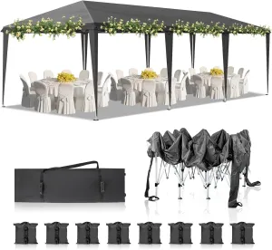 Outvita 10x30ft Ez Pop Up Outdoor Canopy Tent, Portable Commercial Instant Tent with Carry Bag for Party Wedding Birthday BBQ Events