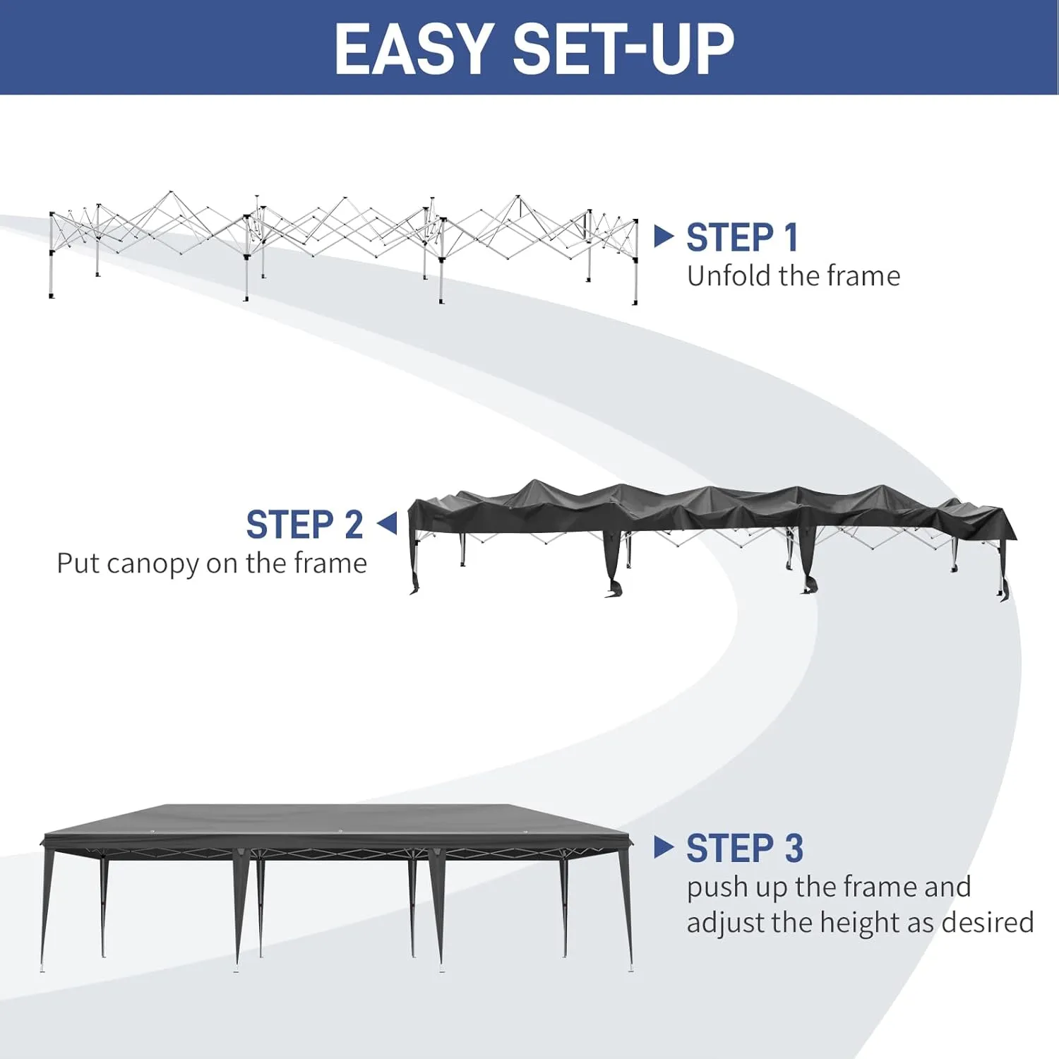 Outvita 10x30ft Ez Pop Up Outdoor Canopy Tent, Portable Commercial Instant Tent with Carry Bag for Party Wedding Birthday BBQ Events