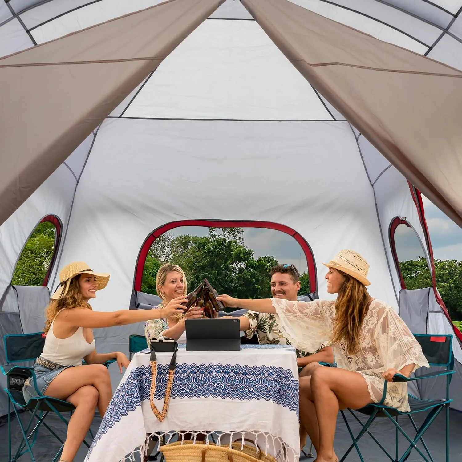 Outvita 8/10 Person Camping Tent, Large 2 Room Family Tent with Weatherproof Instant Cabin Shelter with Rainfly & Carry Bag for Backpacking Hiking Car Traveling…